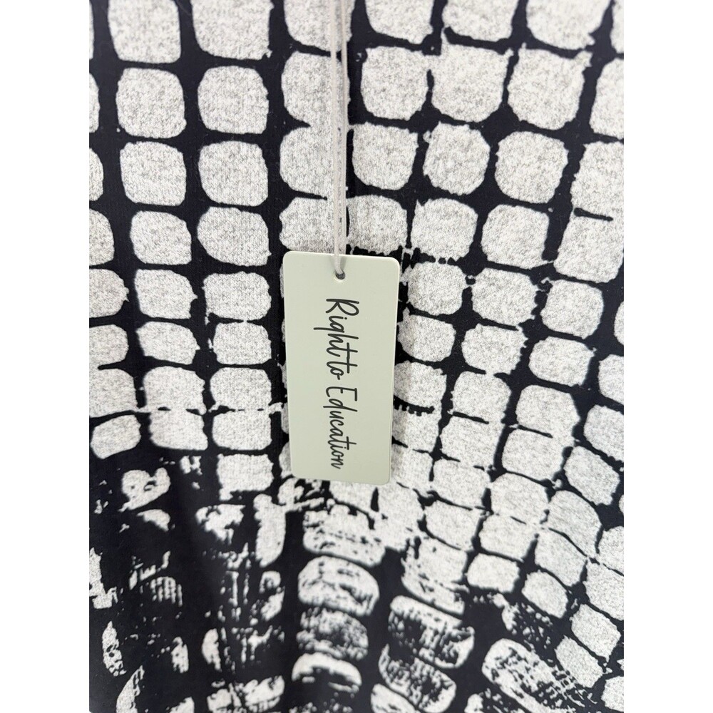 Shana Womens Large Tunic Top Black White Leaf Print Hi-Low Art to Wear NWT - Picture 7 of 14